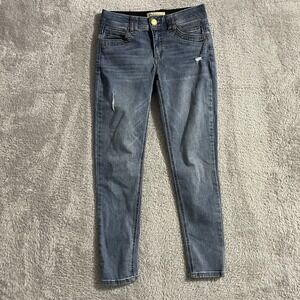 Democracy Jeans Womens Size 4 Skinny Ab Solution Dark Wash Distressed Blue Denim